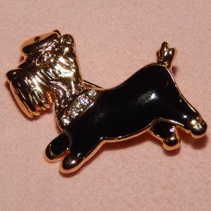 Brooch Pin Scottish Terrier Scotty Dog Black Gold